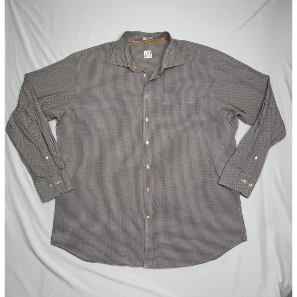 Peter Millar Mens XL Brown White Plaid Check Cotton Button Down Shirt Golf